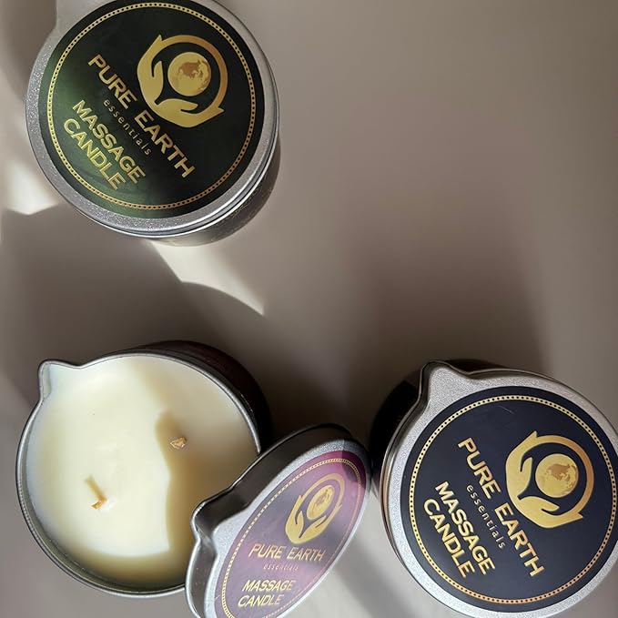 Sensual Massage Candle - Melts to Silky Oil - Skin Moisturizing Candle Massage Oils for Date Night (160 Grams or 6 oz.) - with Palmarosa, Ylang Ylang, Black Pepper by PURE EARTH essentials