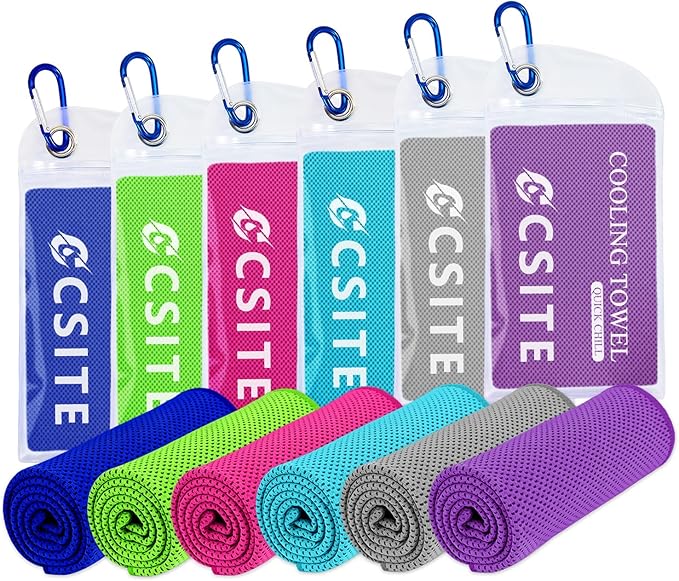 6 Pack Cooling Towels (47"x12") for Neck and Face, Ice Towel for Hot Weather, Soft Breathable Chilly Gym Towels, Microfiber Towel for Work Out, Yoga, Running, Camping & More Activities