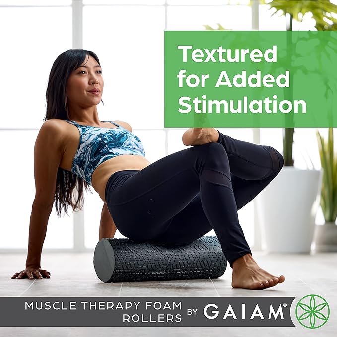 Gaiam Restore Foam Roller for Muscle Massage - Textured Muscle Massager for Stimulation, Total Body Pain Relief for Back, Neck, Foot, Calf, Leg, Arm - Deep Tissue Massager for Sore Muscles (18 Inches)