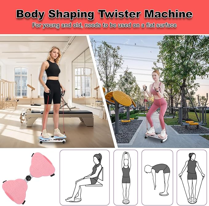 AB Workout Equipment Twist Board for Exercise, Silent ABS+Carbon Steel Home Gym, 150KG Capacity, Fat-Burning, Pre-Assembled & Instant Use