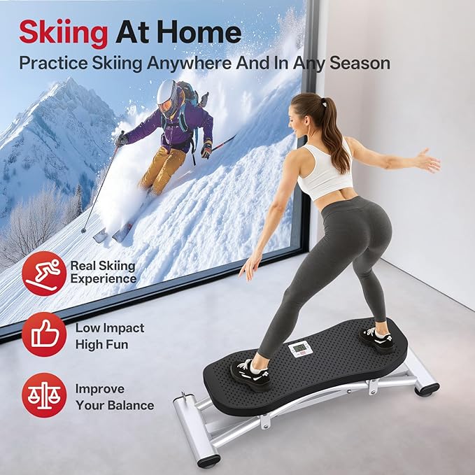 PASYOU Balance Board for Adults, Rock Stepper for Exercise at Home, Simulate Ski Machine with Resistance Band & LCD Display, 330lbs Weight Capacity, Ski Balance Trainer for Full Body