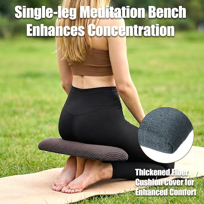 Meditation Bench - Yoga Bench,Wooden Zen Meditation Stool Kneeling Bench for Mindfulness Practice Tea Ceremony and Relaxation Ergonomic Design for Comfort and Support Househol (Brown)