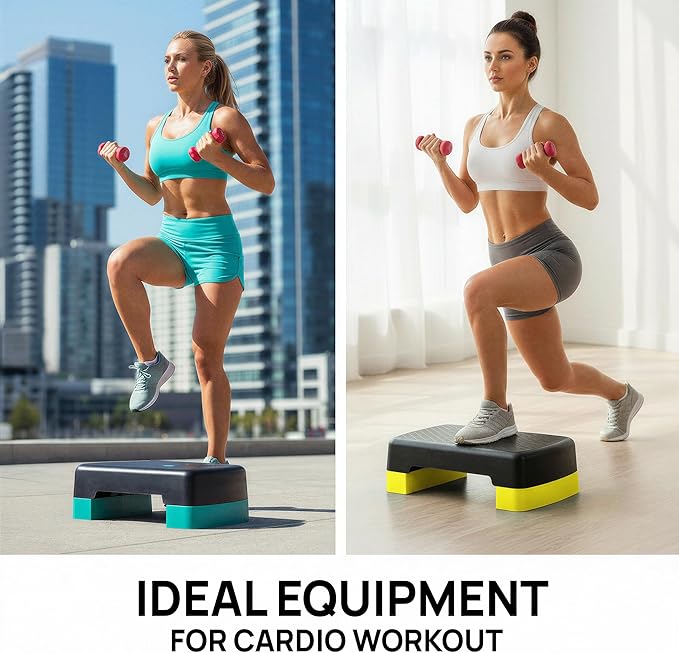 Yes4All Aerobic Exercise Step Platform, Exercise Stepper with Risers for Cardio and Strength Training, Workout Stepper for Home Gym