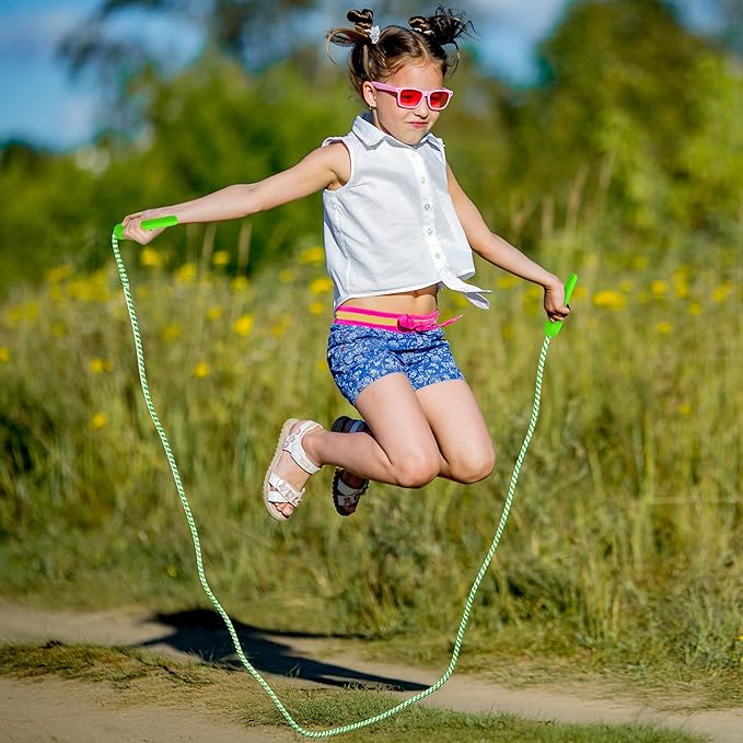 10 Pack Kids Jump Rope, Colorful Nylon Skipping Ropes for Children, 7.87FT Adjustable Length, 5.51IN Handles, Lightweight Skipping Ropes Set for Indoor & Outdoor Play Fitness School Activities