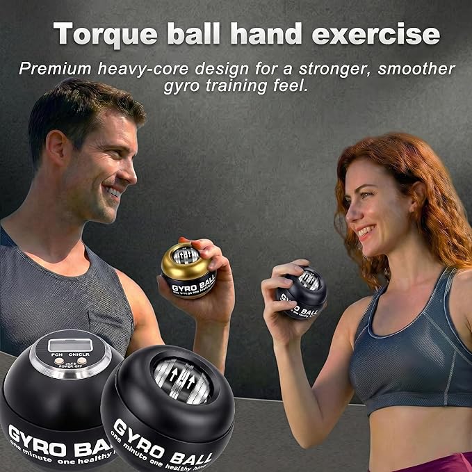 Torque Ball Hand Exerciser with Counter, 2026 Upgraded Metal Wrist Power Gyro Ball, Forearm Strengthener for Grip Strength, Gyroscopic Ball for Athletes, Gamers, Office Stress Relief