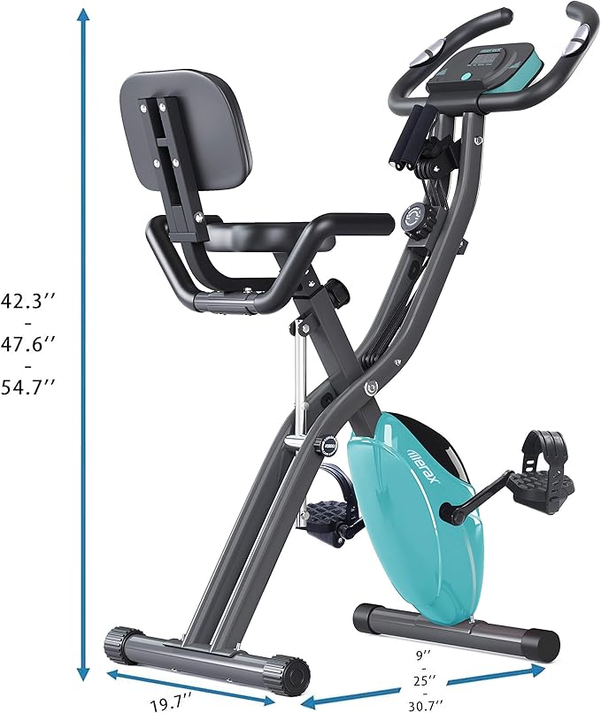Merax Workout Bike For Home - 2 In 1 Recumbent Exercise Bike and Upright Indoor Cycling Bike Positions, 16 Level Magnetic Resistance Exercise Bike, Foldable Stationary Bike Machine, Fitness Bike