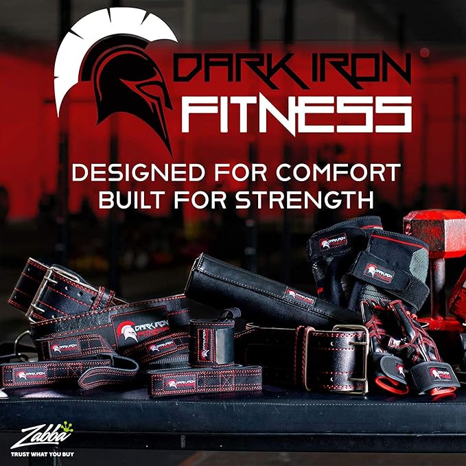 Dark Iron Fitness Wrist Straps for Weightlifting, Heavy Duty Gripping Suede Leather Bands for Men & Women, Support Wraps Gloves Alternative for Power Lifting Weight Strength Training Workouts