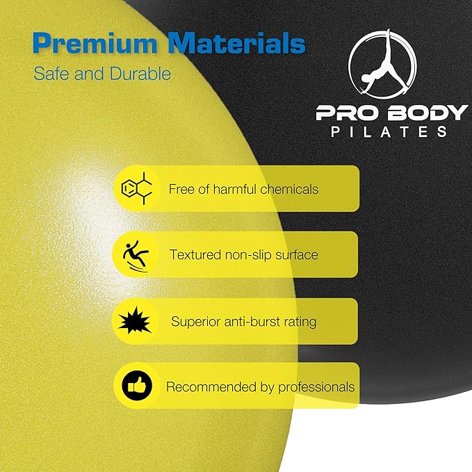 ProBody Pilates Exercise Balls Physical Therapy - 9 Inch Small Exercise Ball for Between Knees for Rehab, Barre, Core, Stability & Yoga