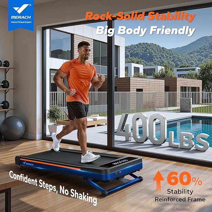 MERACH W50 Walking Pad Treadmills for Home, 12% Auto Incline, 400lbs Capacity, 3.5HP Super Quiet Brushless, 16.5"x41.3" Spacious Running Belt, Under Desk Treadmill with Remote & LED