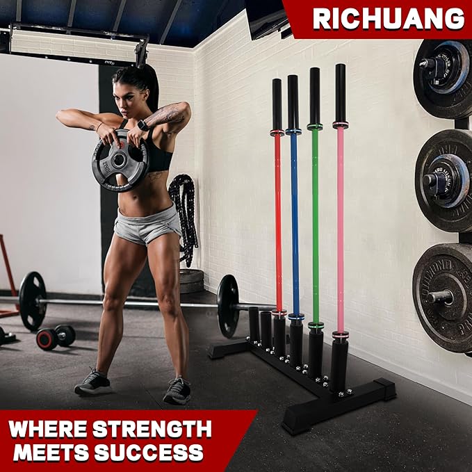 Freestanding Barbell Holder, Vertical 6 Bar Storage Rack for 2" Olympic Bars, Durable Barbell Stand, Space-Saving Floor Stand for Weight Bar and Specialty Bars