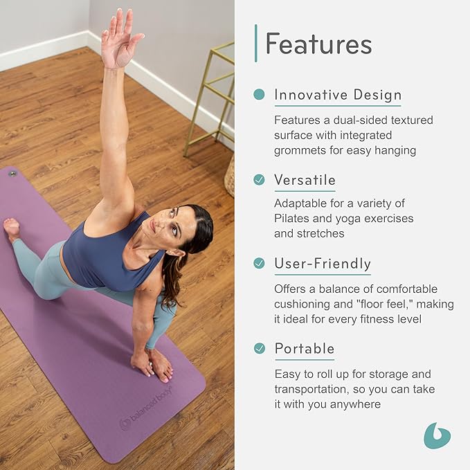 Balanced Body EcoWise Pilates Mat, Yoga and Pilates Equipment for Floor Exercise, Yoga and Pilates Mat for Home Gym or Studio Use