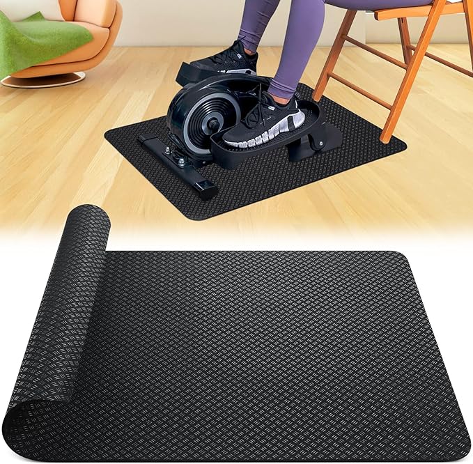 TOBWOLF Non-Slip Workout Mat for Ellipse Leg Exerciser, Ellipse Machine Mat, Exercise Mat for Under Desk Ellipticals, Suitable for Electric Seated Foot Pedal Exerciser, Stability & Floor Protection