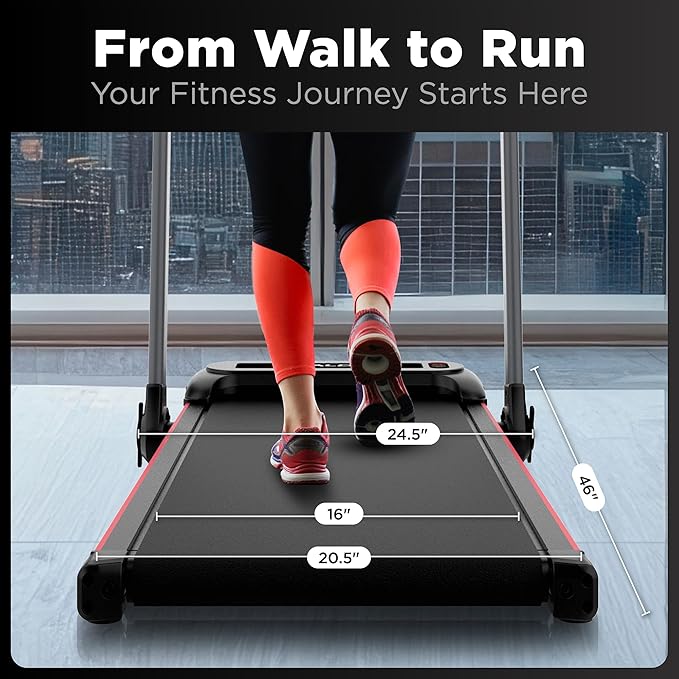 Walden Sports Folding Electric Treadmill with Handle - Portable Running Machine LCD Screen - 6.2mp/h Adjustable Speed