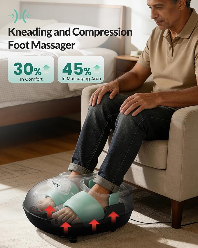 Snailax Foot Massager with Heat, FSA Eligible [2026] Upgraded Shiatsu Feet Massager Machine for Plantar Fasciitis Neuropathy, Rolling Compression HSA Foot Massage, Fits Size up to 15“, Gifts for Men