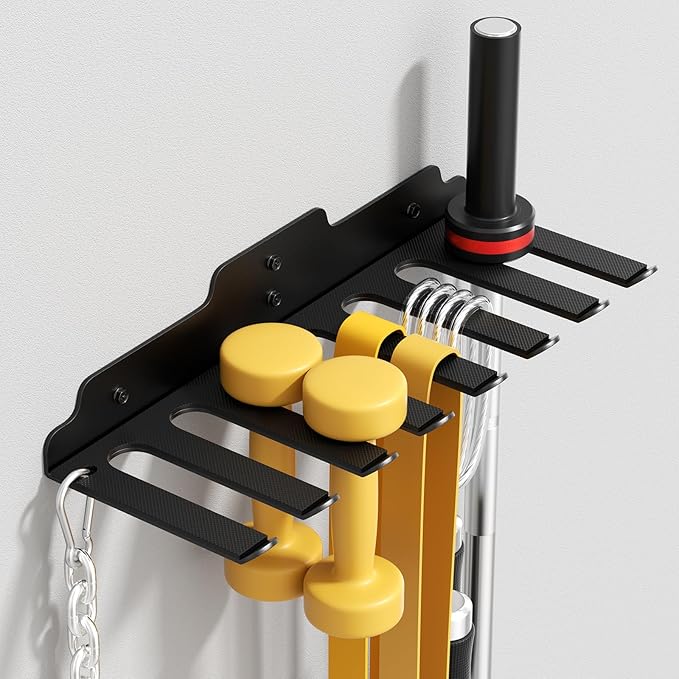Barbell Wall Holder,Single Barbell wall Mount Hanger,Garage Gym Bar Wall Rack,Vertical Olympic Hanger wall Mount Rack,Space Saving Gym Accessory,Holds Under 33mm Bar Size(Black)