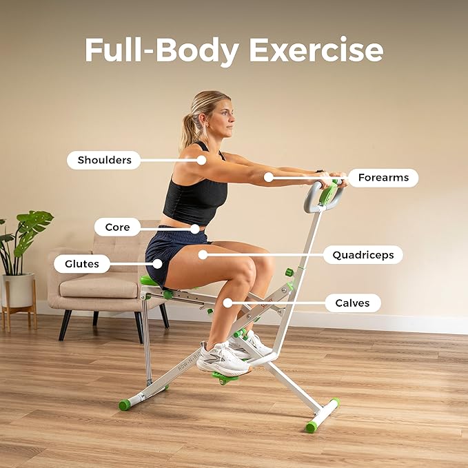 Sunny Health & Fitness Smart Row-N-Ride Glute & Leg Trainer, Foldable Squat Assist Rower with Exclusive SunnyFit App Connection