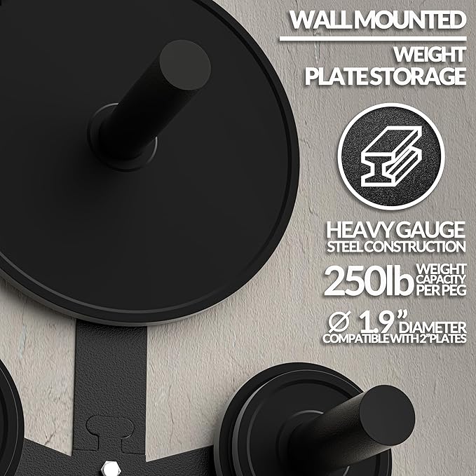 Fitvids Weight Plate Storage Rack, Weight Plate Holder Wall Mounted Bumper Plate Storage for Home Gym, Fit 2" Olympic Plates