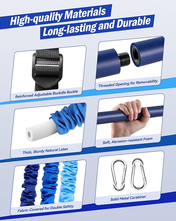 Upgraded Pilates Bar Kit with Resistance Bands Natural Latex for Women & Men, Heavy-Duty Stainless Steel Multifunctional Yoga Pilates Stick for Home Gym Exercise Fitness Equipment Full-Body Workouts