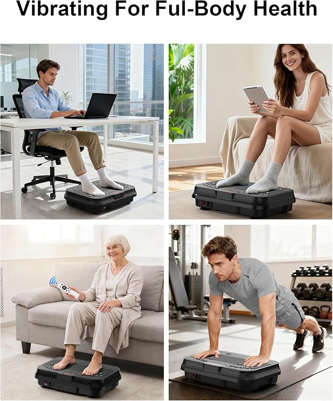 Shake Plate, Vibration Plate Exercise Machine for Lymphatic Drainage, 400 Lbs Capacity Whole Body Vibrating Plate Workout with Fitness Resistance Bands, Max Vibrating Frequency 250/Min for Weight Loss