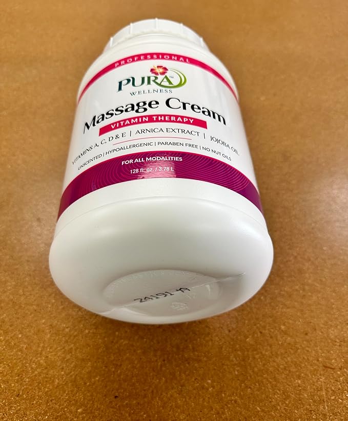 Vitamin Therapy 1 Gallon Massage Cream, Vitamin E, Professional, Massage Therapy, Deep Tissue, Unscented, Hypoallergenic, Natural Ingredients, Skin Hydrating, Moisturizing, Muscle Relief