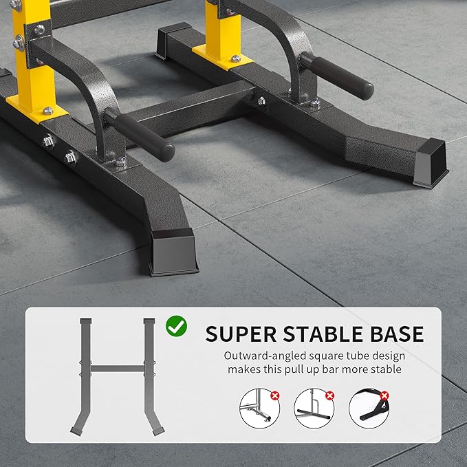 SogesPower Multi-Function Power Tower Pull Up Bar Station Pull Up Dip Station for Home Gym, 10-Level Adjustable Height Pull Up Bar Stand Dip Bar Strength Training Workout Equipment