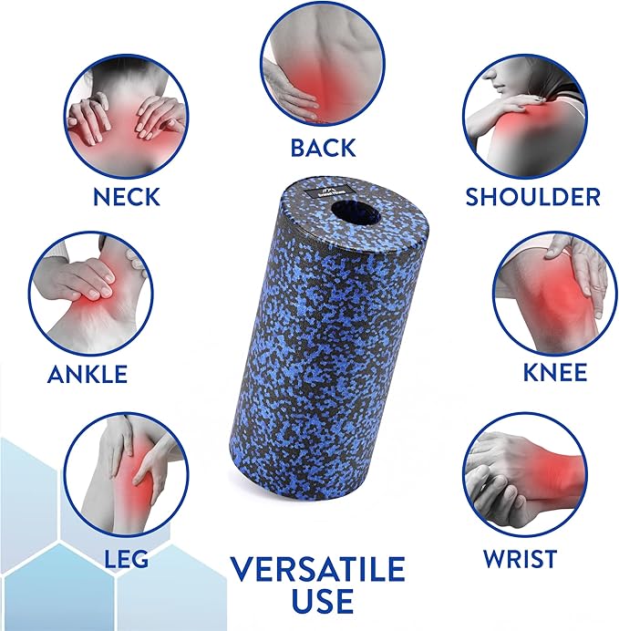 Foam Roller - Medium Density Level - Foam Rollers for Back Pain or Muscle Massage - Deep Tissue Massage - Black/Blue