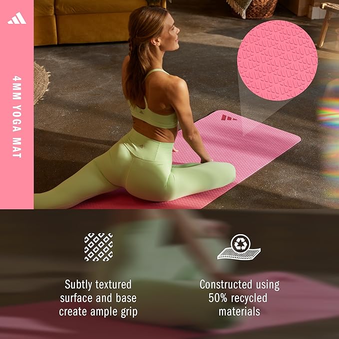 adidas Yoga Mat - Eco Friendly - Non Slip, Durable Textured Surface