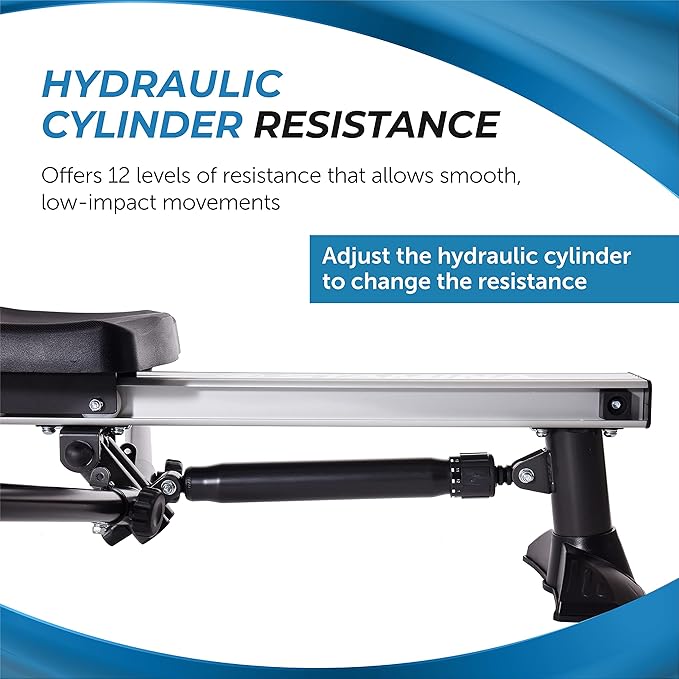 Stamina Hydraulic Rowing Machine, BodyTrac Glider with Cylinder Resistance, 250 Lbs - Home and Gym Exercise Equipment - Ideal for Fitness Training and Body Workout
