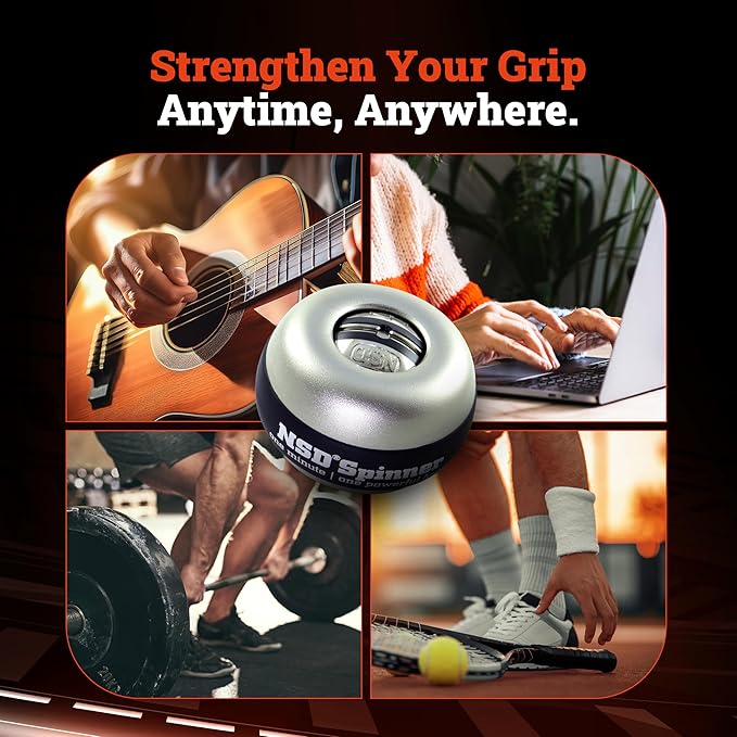 NSD Manual Spring Assisted Start Spinner Gyro Ball – Up to 15,000-18,000 RPM Premium & Durable Hand Strengthener and Wrist Exerciser for Grip Strength Training, Forearm Workout, and Pain Relief