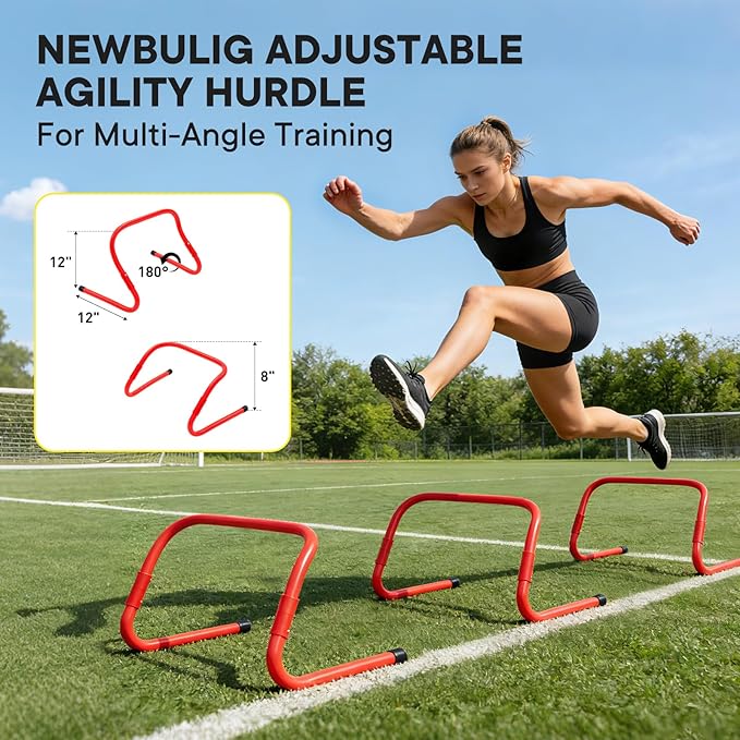 NEWBULIG Agility Ladder Speed Training Equipment, Football Practice Set with 20ft Ladder, 12 Cones, 4 Adjustable Hurdles, Jump Rope, Resistance Parachute for Soccer, Basketball, Youth, Adults