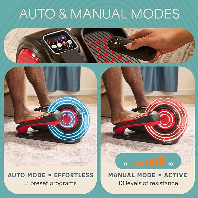 Lifepro AutoGlide Under Desk Elliptical Exercise Machine – Quiet Elliptical Machine for Home or Office – Portable Leg Exerciser While Sitting – Seated Pedal Exerciser for Seniors & Adults