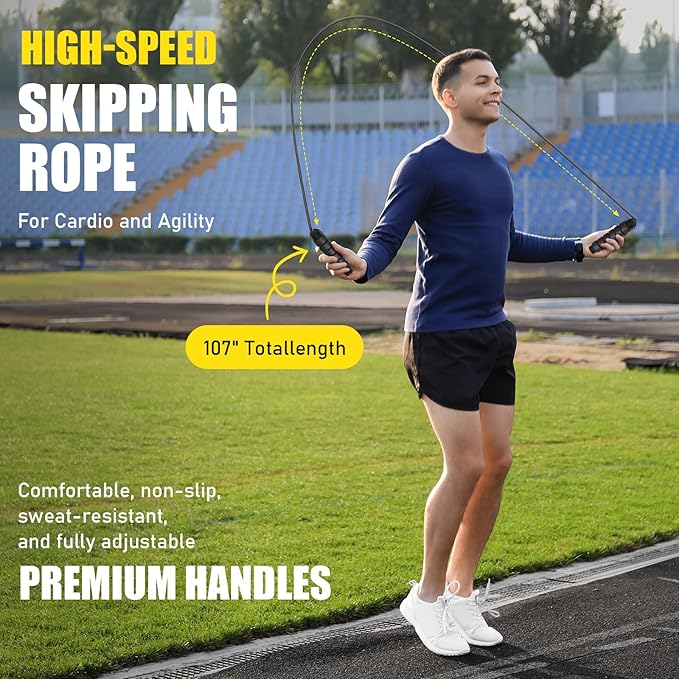 Agility Speed Training Equipment Set, Football Practise Set with 20ft Agility Ladder, 12 Cones, 4 Adjustable Hurdles, Jump Rope, for Basketball, Soccer Training, Football, Kids, Youth, Adults