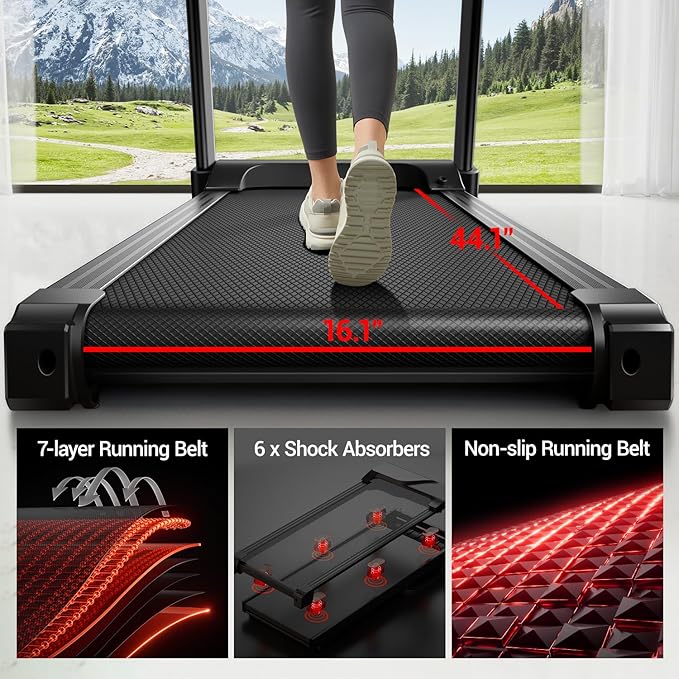 UMAY Fitness 2%-20% Auto Incline Foldable Treadmill, 4.0HP,400lb Capacity Handle Running Treadmills for Home 8.0MPH Max Speed Running Machine with Pulse Sensors