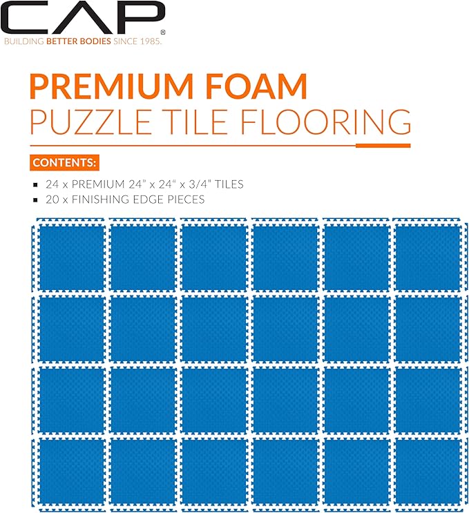 CAP Puzzle Exercise Mats | 3/4” Thick EVA Interlocking Foam Tiles for Home Gym Flooring | Multiple Options