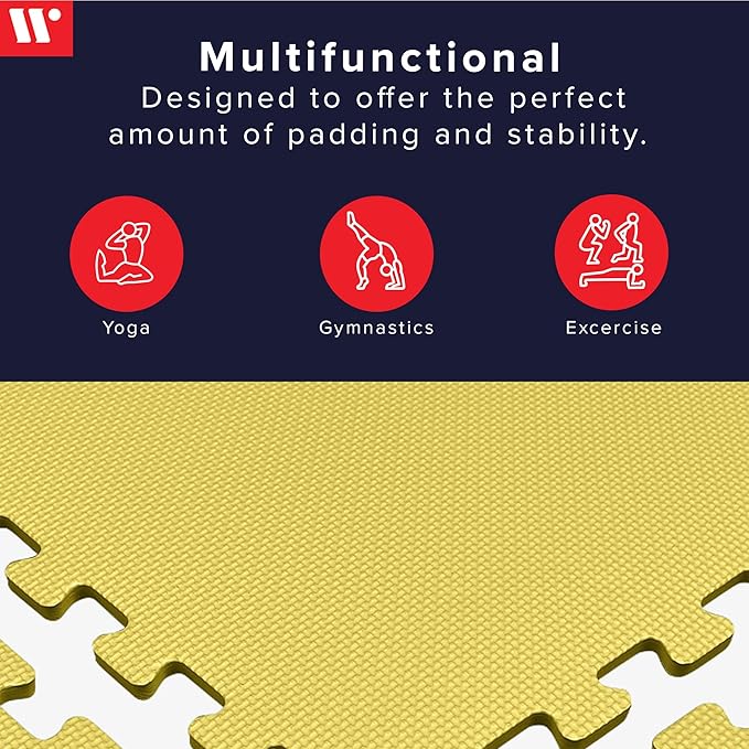 We Sell Mats 3/8" Thick Multipurpose EVA Foam Exercise Floor Mat, Interlocking Tiles, Anti-Fatigue for Home or Gym