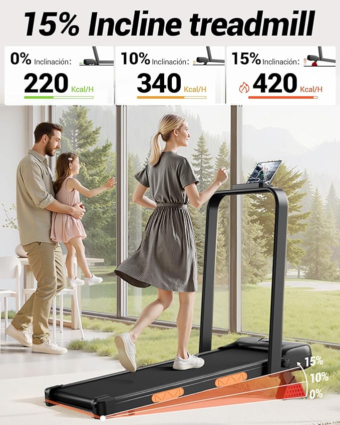 3-in-1 Walking Pad with 15% Incline, Portable Under Desk Treadmill, Foldable Treadmills for Home and Office, 2.5 HP Quiet Walking Pad Treadmill with 300 LBS Capacity