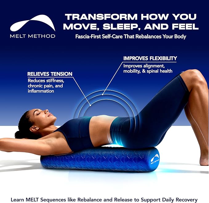 MELT Method 36 Inch Soft Foam Roller for Physical Therapy and Exercise Recovery - FasciaTherapy Technology - Low Density Exercise Foam Roller for Full Body Gentle Compression - Blue