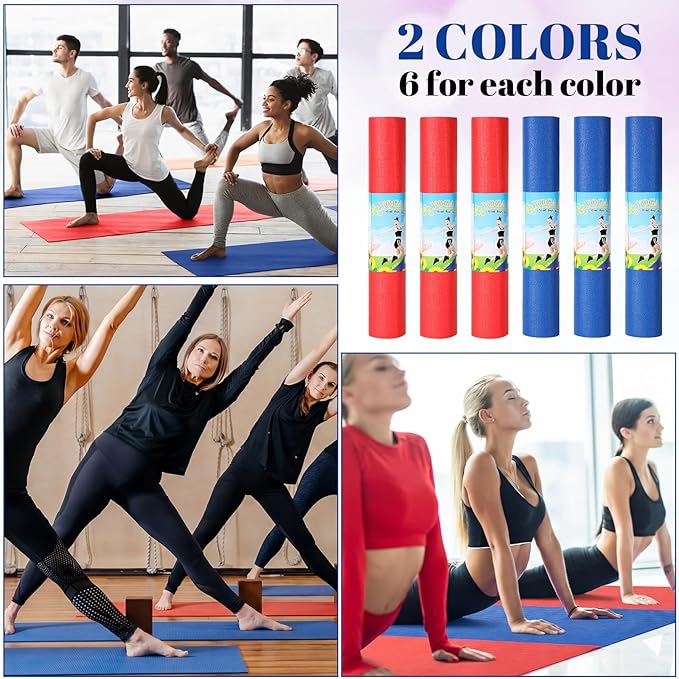 Amylove 12 Pieces Yoga Mats Bulk 68x24x0.12 Inch Exercise Non Slip Fitness Workout Mats for Women Men Home Workout Gym Yoga