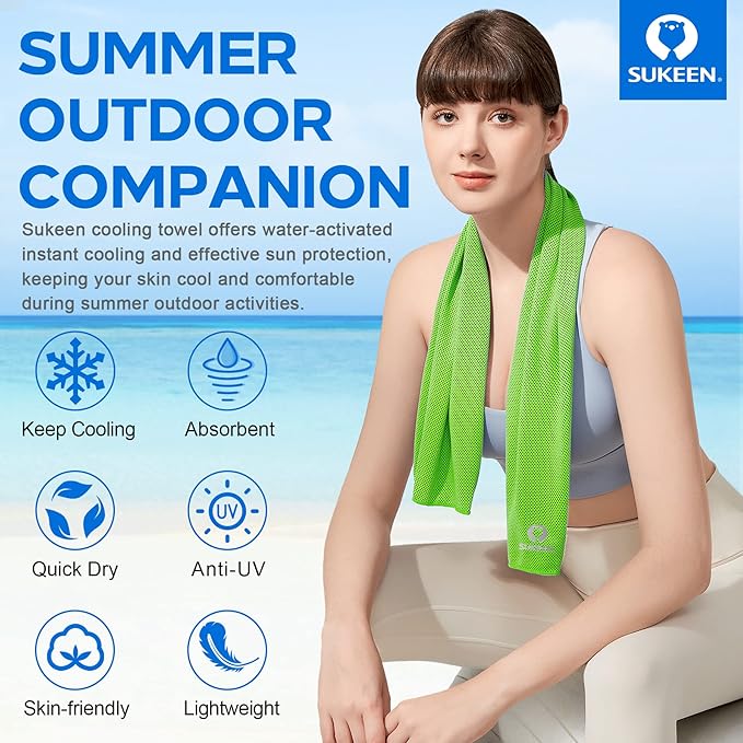Sukeen 4 Pack Cooling Towels (40"x12"), Cooling Neck Wraps, Ice Towel, Soft Breathable Chilly Towel,Microfiber Towel for Yoga,Sport,Running,Gym,Workout,Camping,Fitness,Workout & More Activities