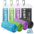 PAWPRO 4 Packs Cooling Towels(40"x12"), Soft Breathable Cooling Towels for Neck and Face with Waterproof Bag & Carabiner,Microfiber Cooling Towel for Yoga, Sport,Gym,Camping (Multicolor-3)