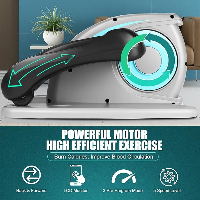 Ancheer Under Desk Elliptical,Ellipse Leg Exerciser for Seniors Fully Assembled, Electric Seated Pedal Elliptical Exerciser with Remote &12 Resistance Adjustable Speed