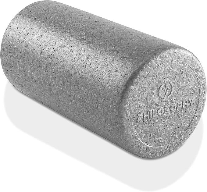 Philosophy Gym 12" High-Density Foam Roller for Exercise, Massage, Muscle Recovery - Round, Gray