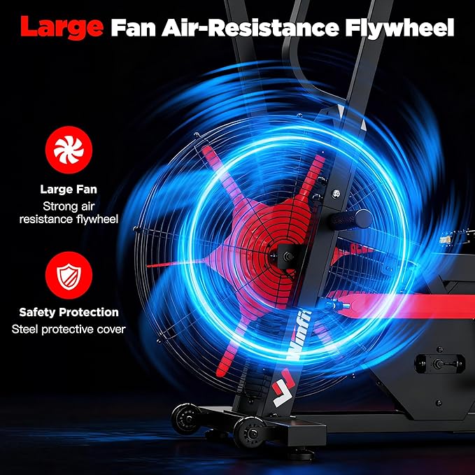 Air Bike,Air-Resistance Exercise Fan Bike With Dual Acction Handlebars for Home Cardio Workout,Adjustable Indoor Cycling Bike,330lb Weight Capacity APP Connection Customizable Monitor