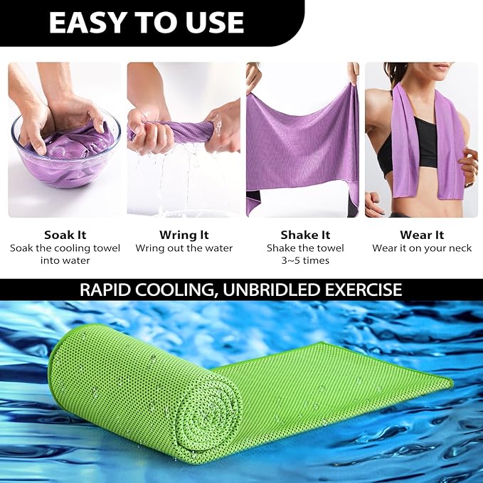 Cooling Towels - 5 Pack Gym Towels, Gym Towel for Working Out, Yoga Towel, Quick Dry Towel for Running, Camping, Fitness & More Activities