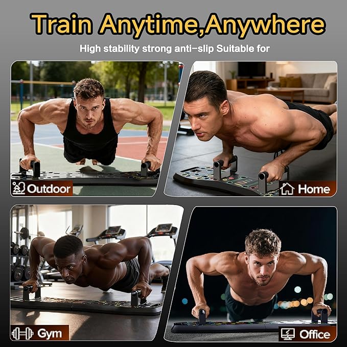 LALAHIGH Push Up Board,36 in 1 Home Gym Equipment with Ab Roller Wheel & Resistance Bands, Portable Foldable Workout Board for Full Body Strength Training Men Women,Gift for Boyfriend