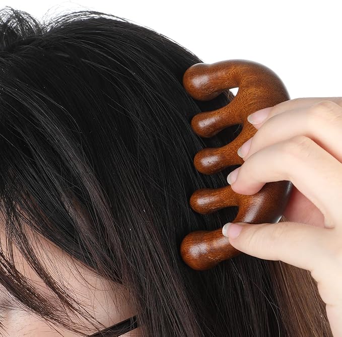 3 PCS Wooden Scalp Massager Hair Growth Gua Sha Hair Massager Comb Head Massagers Scalp Tool Manual Scalps Massagers Scalps for Women Man Hairs Promoting Hairs Growth