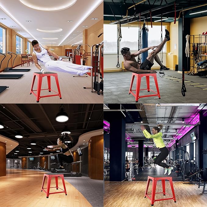 18 Inch Plyometric Platforms Boxes Step Up for Exercise Fitness Jump Box Jumping Plyo Box for Home Gym Training Conditioning Strength Training Red