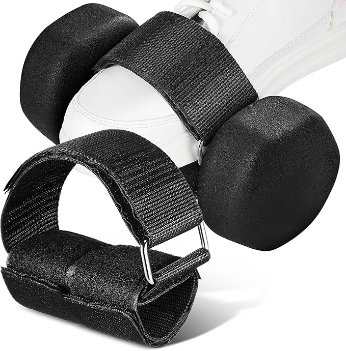 Adjustable Ankle Straps for Dumbbell Attachment, Black Exercise Foot Straps for Leg Workouts, Strength Training Gym Equipment, 1 Pair
