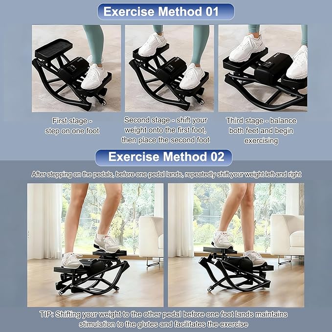 Low-Impact Lateral Rocking Fitness Stepper for Knees and Joints,Home Workout Machine,Rock Stepper Machine with Digital Display,Track Time,Reps,Calories for Legs,Glutes,Abs