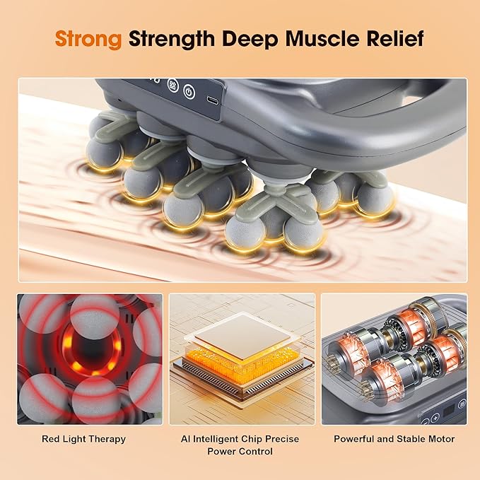 28 Head Massage Gun Set, Deep Tissue Percussion Massager, Electric Massage Tools with 9 Styles & Levels, Dark Grey